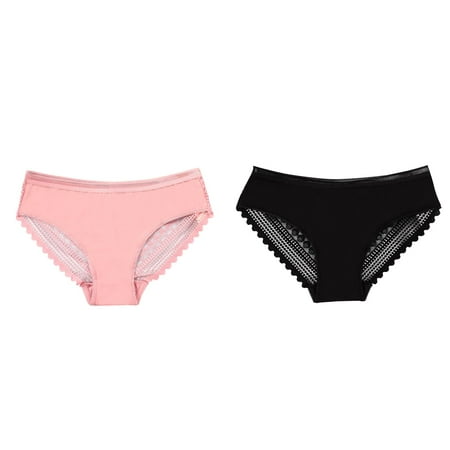 (2-Pack) Kcodviy Ice Low Large Traceless Underwear Transparent Lace Womens Christmas Waist Mid Women s