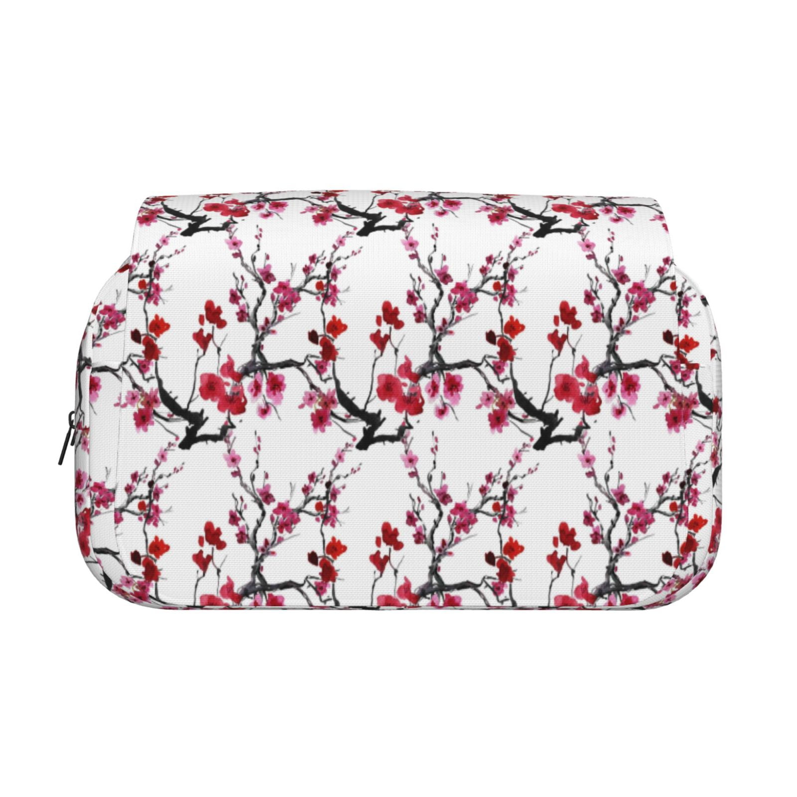 Rateoe Cherry Blossoms Pattern Double Clamshell Pen Case, Storage Organizer with Two Zipper Compartments– Holds Up to 50 Pencils & Pens