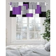 thumbnail image 3 of Abstract Splicing Purple White Grey Square Blocks Valances for Windows,Kitchen Valance Rod Pocket Short Curtain,Art Plaid Valance Curtain Window Valances for Bedroom Living Room 42x12in, 3 of 9