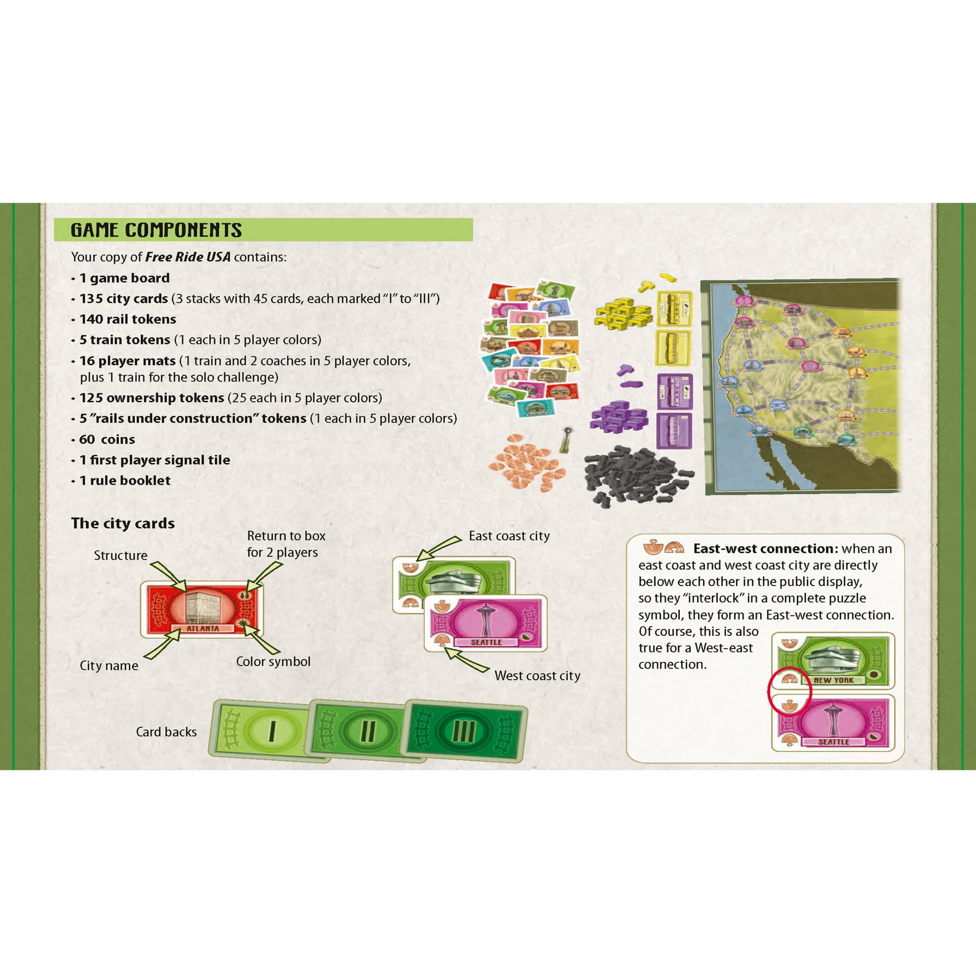 Rio Grande Games: Free Ride USA - Railroad Development Strategy Board Game, 1950s America Themed Train Game, Connect Cities, Ages 14+, 1-5 Players