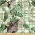 thumbnail image 2 of Ambesonne Floral Fabric by the Yard Upholstery, Watercolor Peony Roses Print, 1 Yard, Mauve Taupe Grey Yellow, 2 of 5