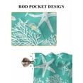 thumbnail image 6 of Teal Coastal 2 Panel Kitchen Curtains for Small Windows, Nautical Beach Starfish Coral Summer Bathroom Tier Curtain, Short Window Treatment for Bedroom/Living Room 55"x24", 6 of 6