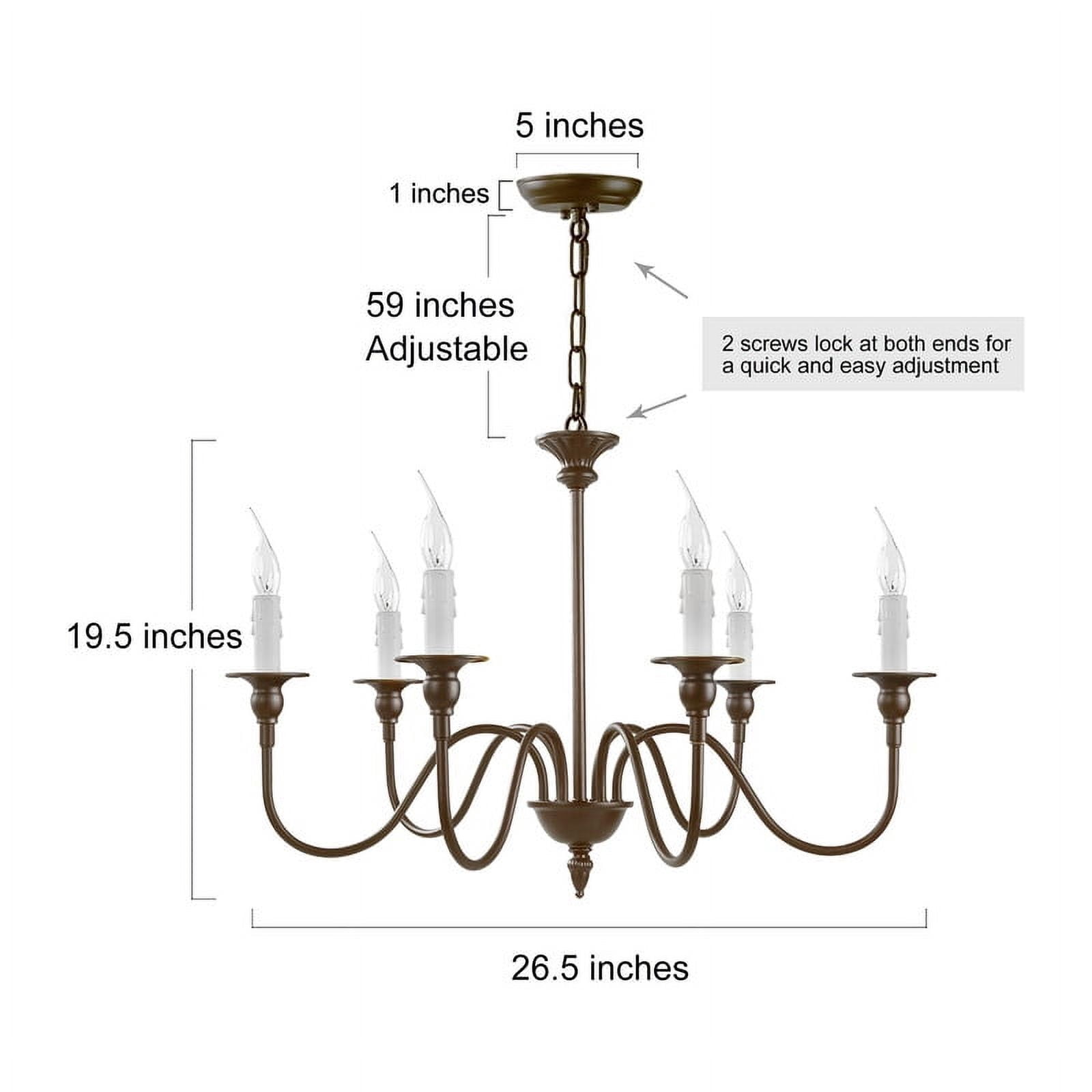 LNC 6-Light 1-Tier Transitional Metal Bronze Hardwired Candle Chandelier