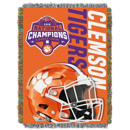- Clemson Tigers “2018 NCAA National Football Champions” Woven Tapestry Throw Blanket