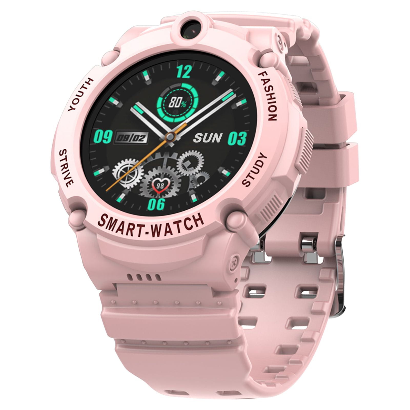 PTHTECHUS S02 Smart Watch for Boys Girls Smartwatch for Kids with 4G SIM GPS Video Call Pedometer MP3 Flashlights Calculator Alarm Clock Children Holiday Gift Pink