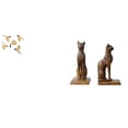 thumbnail image 1 of Arte de pared de madera con pájaros y estatuas de gatos egipcios, figuras decorativas, sujetalibros, adorno, regalo de inauguración de la casa, colecc, 1 of 8