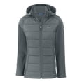 thumbnail image 2 of Women's Cutter & Buck Dark Gray Buffalo Bills Evoke Hybrid Eco Softshell Recycled Full-Zip Hoodie Jacket, 2 of 3