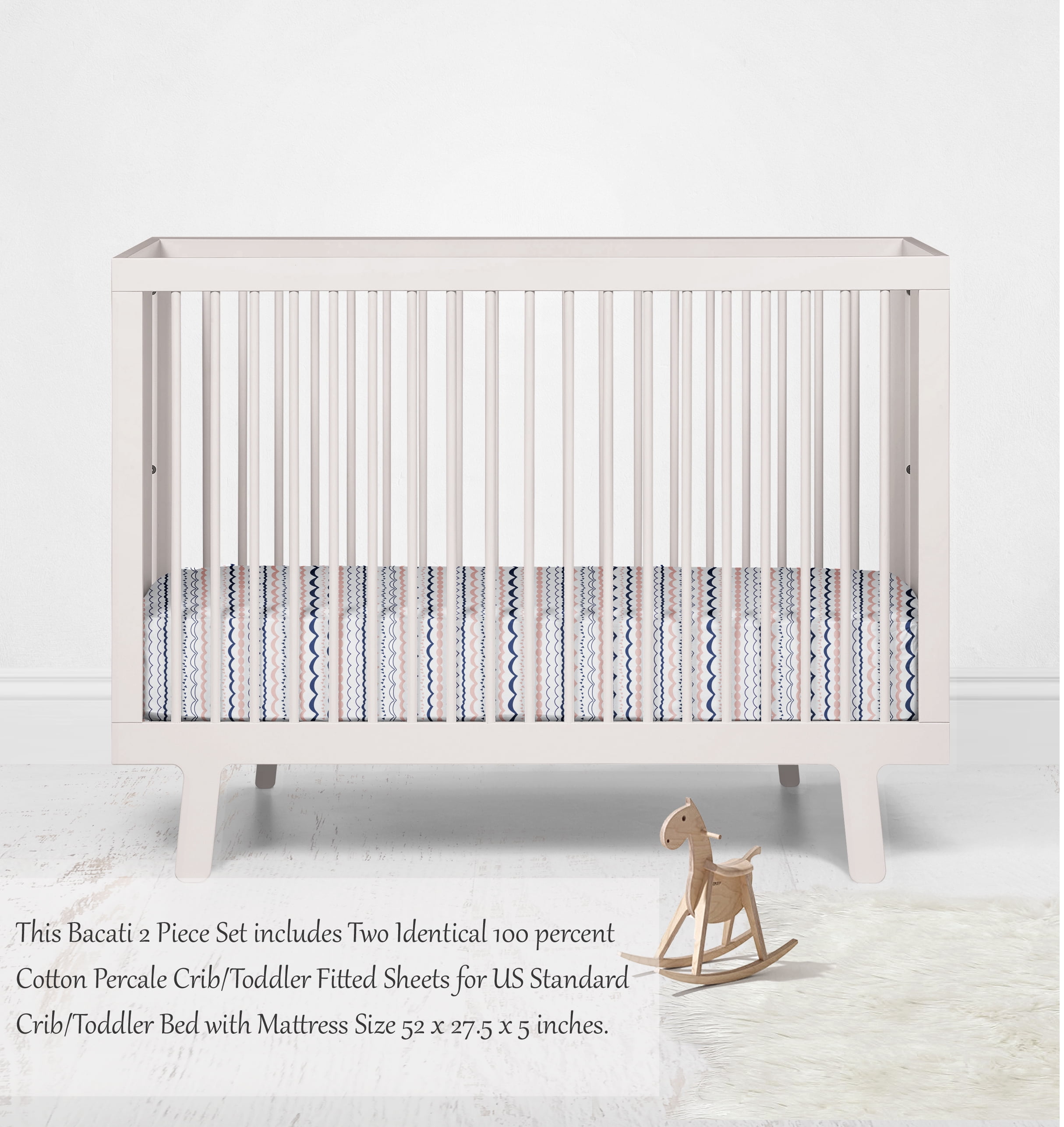 Bacati Olivia Tribal Garland Coral Navy Crib Fitted Sheet 2 ct package