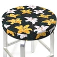 thumbnail image 3 of Pofeuu Lilies Flowers Print Round Bar Stool Covers - Super Soft and Washable Elastic Stool Cushion Slipcover Easy Clean Velvet-13 inch, 3 of 7