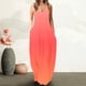 thumbnail image 1 of Puntoco Vestidos Mujer Verano Mujer Suelto Bolsillo Cuello En V Impresión Degradado Sin Mangas Suelto Casual Sling Vestido Largo, 1 of 4