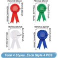 thumbnail image 2 of 16PCS 4 Colors Ribbon Award Medals Rosette Ribbon Blank Award Ribbon Badge Blue Red and White Prize Ribbons Honorable Recognition Ribbons for Competition Sport Event School Contest, 2 of 5