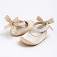 thumbnail image 4 of Zanarzt Toddler Summer Shoes Infant Baby Girls Mary Jane Flats Non Slip Rubber Sole with Bownot Toddler First Walkers Princess Wedding Dress Shoes Beige,US 4.5, 4 of 6