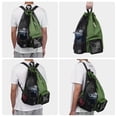 thumbnail image 6 of Drawstring Mesh Swim Backpack with Wet Pocket Lightweight Sports Equipment Bag for Swimming Gym Workout Grer Hand Carry Handle Beach Pool, Dark Green, 6 of 7