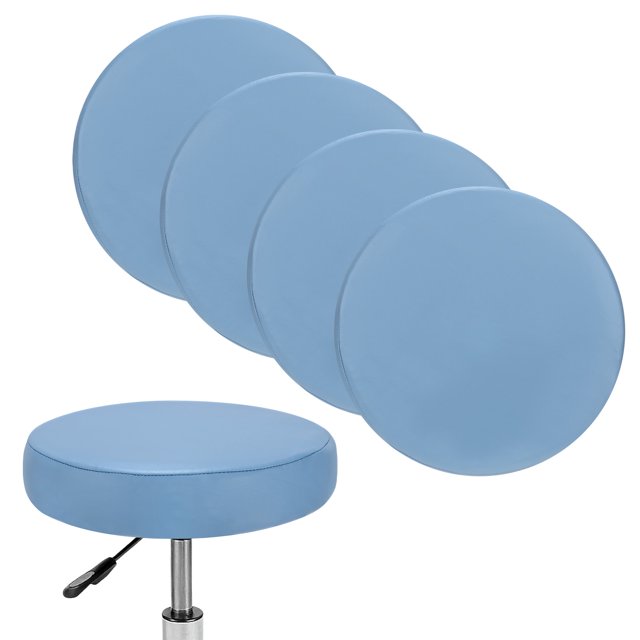 Uxcell 4 Paquete Fundas Redondas para Taburetes de 12-14" Sillas Impermeables de PU con Bandas Elásticas Gris Azulado