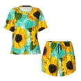 thumbnail image 4 of Picia Sunflowers With Green Leaves Pajamas Sets for Women Soft Short-Sleeved Pjs with Lounge Shorts Two Piece Sleepwear-XX-Large, 4 of 9