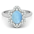 thumbnail image 1 of Bague de Fiançailles en Argent Sterling 925 Larimar Naturel Forme Ovale 8x6mm pour Femmes, 1 of 4