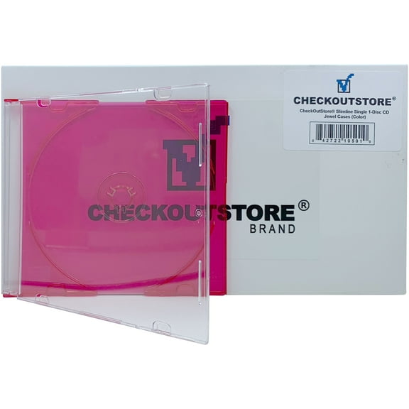 (50) CheckOutStore Slimline Single 1-Disc Color CD Jewel Cases (Red)