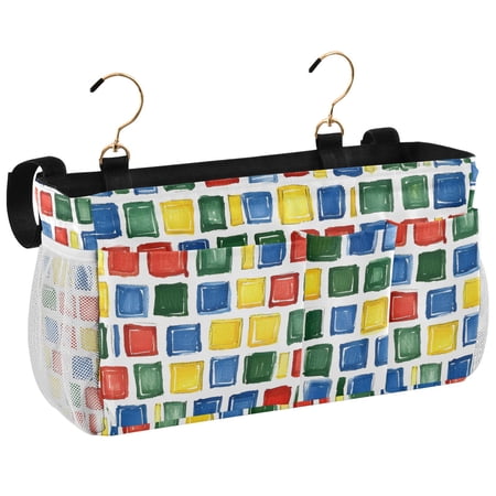 Ryvnso Bedside Caddy Watercolor Checkered Bedside Storage Bag Hanging Organizer