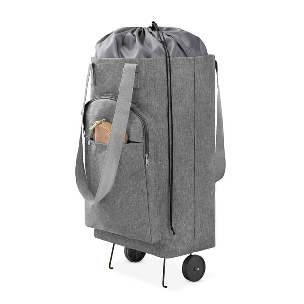 Whitmor Rolling Laundry Bag Hamper Cart with Handles Gray 8" x 12
