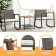 thumbnail image 3 of 3 Pieces Rocking Bistro Set, Patio Rattan Furniture Conversation Chairs with Coffee Table & Cushions for Balcony Porch Poolside, 3 of 6