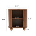 thumbnail image 2 of YOCWO Walnut Storage End Table Set of 2, Living Room Side Tables with Sliding Door, 2 of 6