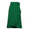 thumbnail image 6 of Hanerdun Women Wrap Skirts Female A-Line High Waist Ruffle Midi Skirt Dark Green S, 6 of 6