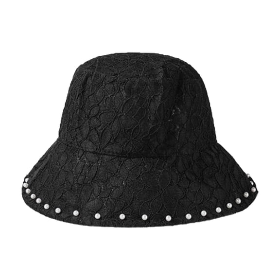Women’s Lace Bucket Hat Floral Lace With Pearl Trim Hat Elegant Casual Daily Sun Protection Hat