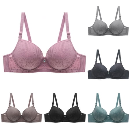 Ahuyic Summer Plus Size Bra For Women Womens Solid Color Casual Bra Womens Solid Color Backless Seamless Push-Up U-Shaped Beautiful Back Underwear Everyday Bras Black XXXXXL