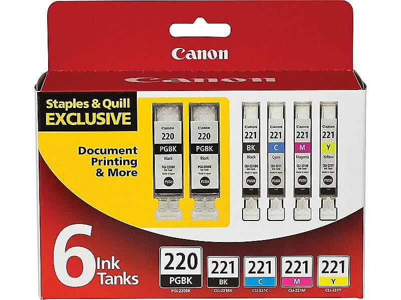 2 Large Black,2 Small Black,2Cyan,2Magenta,2Yellow 10 Pack ESTON Compatible Ink Cartridges for Canon PGI 220 & CLI 221