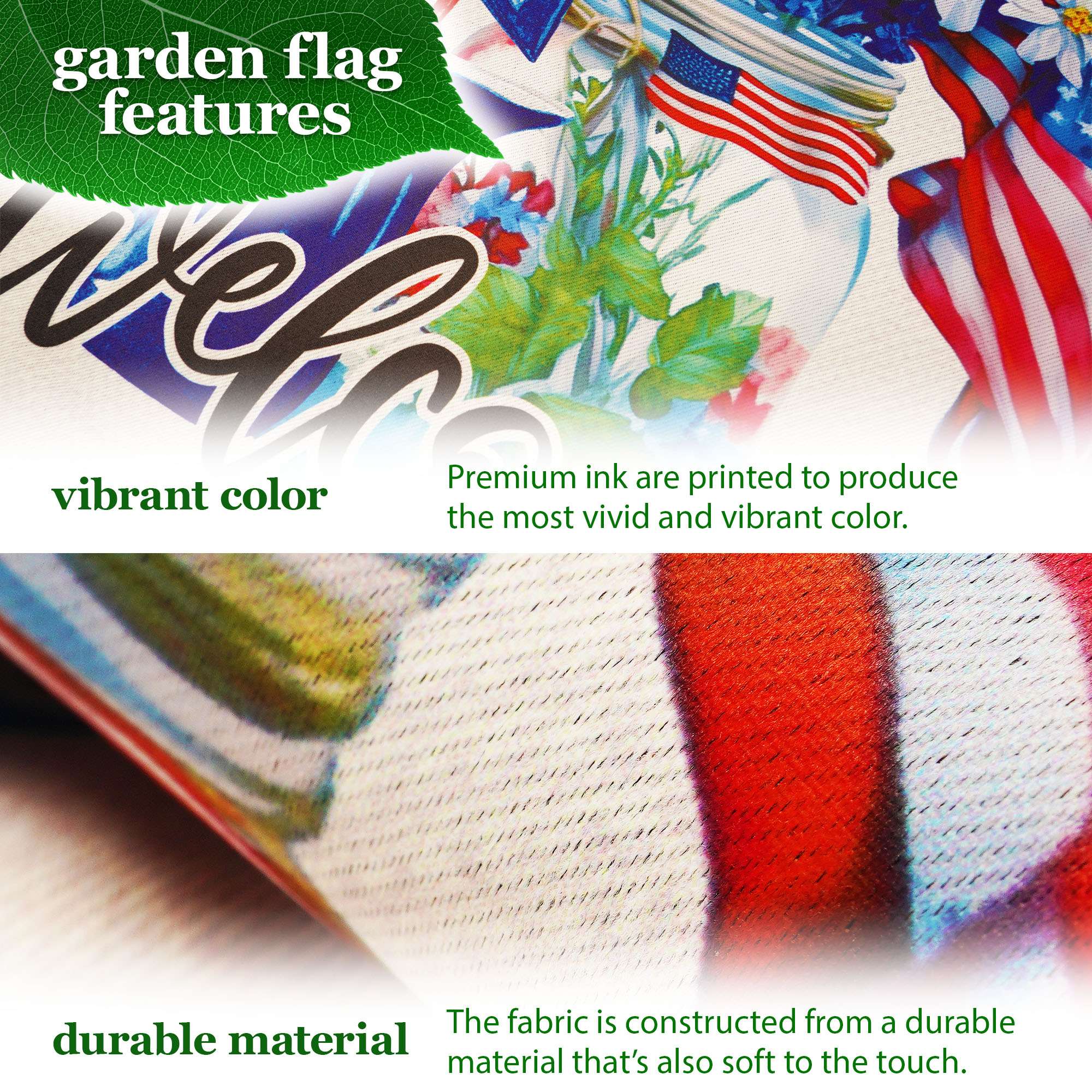 G128 Combo Pack Garden Flag Stand Black 36x16IN & Garden Flag Welcome Patriotic Mason Jar Printed 12x18IN Double Sided Yard Garden Lawn Decoration