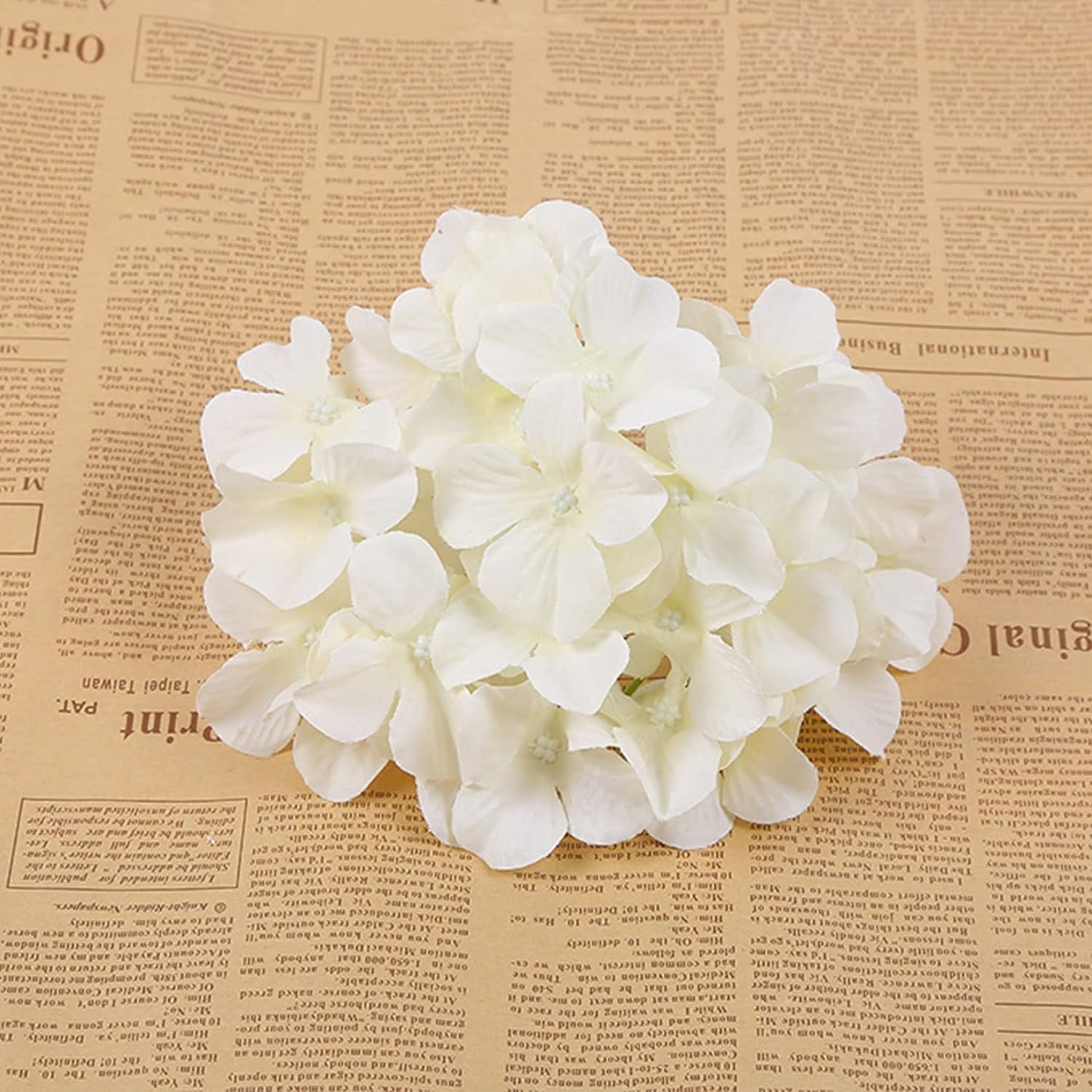 Silk Hydrangea Heads Artificial Flowers Heads and Stems Fake Hydrangea Flowers for Home Wedding Decor (Pure White)