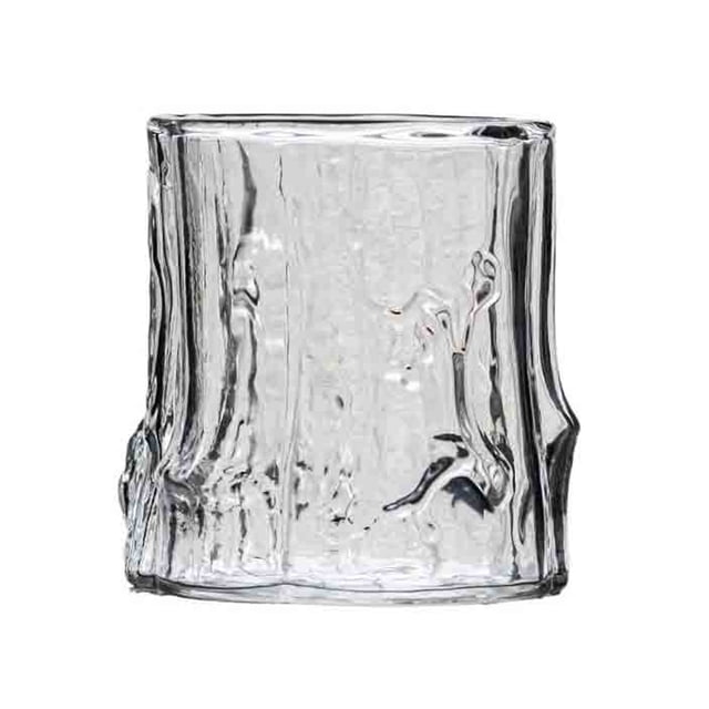 Vaso con textura de corteza, vaso de vidrio transparente de 300 ml for agua, zumo, bebidas y whisky.