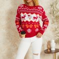 thumbnail image 2 of KOMOO Women Christmas Sweaters Snowflake Reindeer Knitted Sweater Long Sleeve Xmas Knitwear Tops, 2 of 9