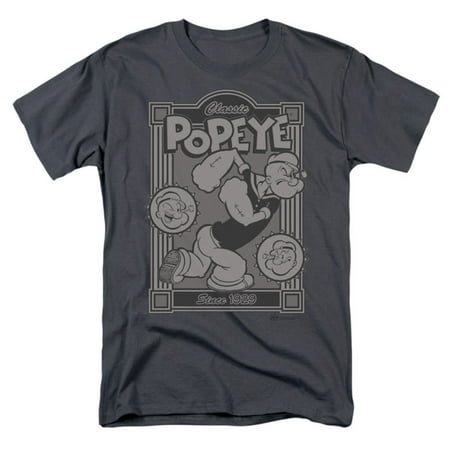 Popeye T-shirt Tee - Popeye Men's Classic Popeye T-shirt Charcoal