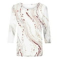 thumbnail image 4 of Uootdi Sleeves Trendy Casual Shirt Abstract Pattern Tee for Daily Wear Office Outfits Multi Color Options White Womens Tops, 4 of 9
