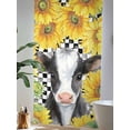 thumbnail image 4 of Sheer Curtains 108 Inches Long, Cow Sunflowers Semi Sheer Curtains Light Filtering Window Treatment, Farmhouse Country Animals Floral Black Plaid Privacy Voile Drapes for Living Room 52x108 Inch, 4 of 7