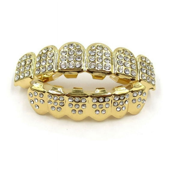 ZPAQI Hip-Hop Rapper Gold/Silver Plated Mouth Caps Custom Teeth Braces Top Bottom