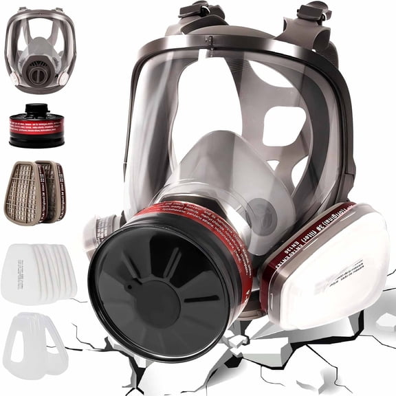 Gas Masks Survival Nuclear and Chemical, CRJKIJ Respirator Gas Masks with Filters, Reusable Full Face Gas Mask Against Organic Vapors, Chemical