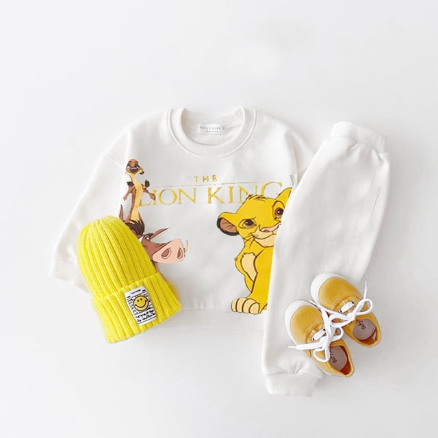 Conjunto de sudadera con estampado de Mickey Mouse para niño, chándal informal con cuello redondo y pantalones de dibujos animados, color gris, nuevo estilo