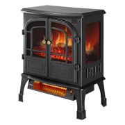 Joppoint Electric Fireplace Stove, Infrared Fireplace Heater with 3D Flame, Portable Indoor Electric Stove Heater with Overheat Protection and Remote Control-Black