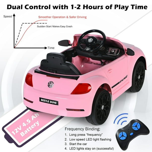 Costway 12V Volkswagen Beetle Kids Electric Ride On Car Pink