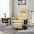 thumbnail image 6 of HOMCOM Faux Leather Reclining Chair, Adjustable and Swivel, Wrapped Wood Base, Living Room Use, Recliner with Footrest, Cream White, 6 of 11