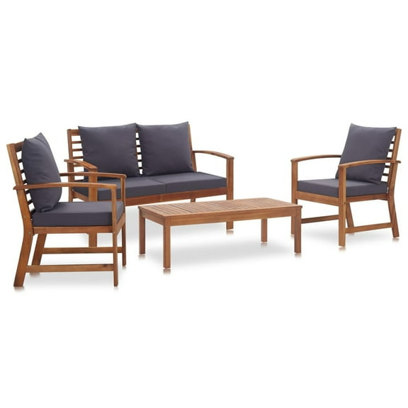 vidaXL Patio Furniture Set 4 Piece Bench Chair with Table Solid Acacia Wood