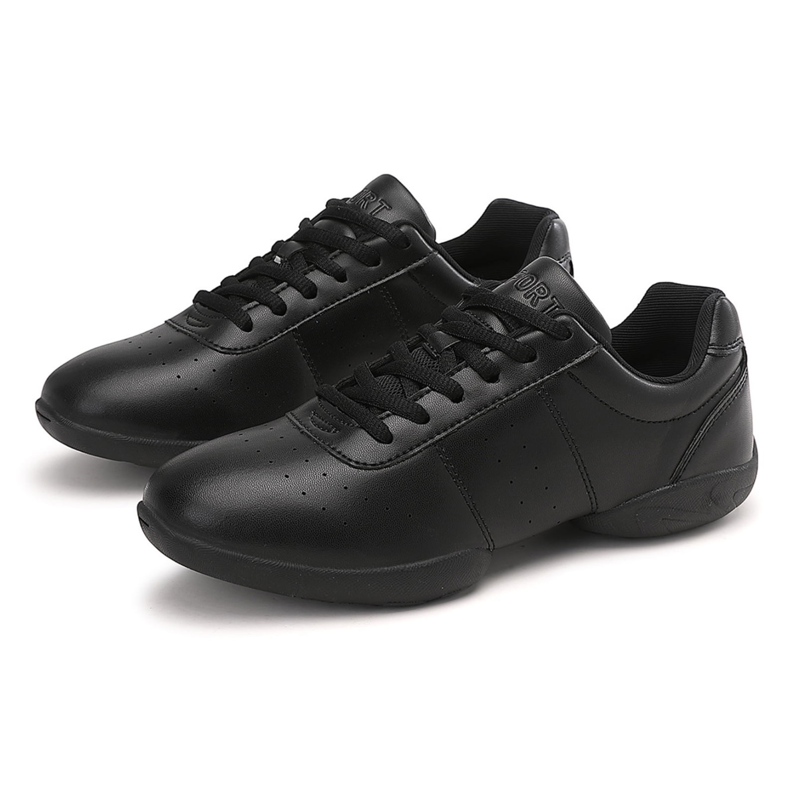 GlideMoves Black Cheer Shoes Girls Jump Tumbling Women Exercise Aerobic Fitness Dance Training Youth School Student Team Athletic Competition Big Kid Size 1.5