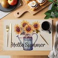 thumbnail image 2 of Sunflower Placemats Set of 8 Yellow Wildflower Garden Motifs Watercolor Place Mats Indoor Wipeable Table Mats Washable Cloth Dining Table Placemats for Kitchen Holiday Party Home Decor 13x19 Inch, 2 of 9
