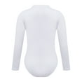 thumbnail image 2 of Kaerm Girls Fleece Ballet Dance Leotard Undergarment Gymnastics Dance Bodysuit Warm Up Dancewear White Mock Neck 130, 2 of 8