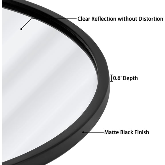24 inch Round Mirror Black Metal Framed Wall Mount Bathroom Vanity Real Glass Circle Mirror for Home, Entryway, Living Room, Bedroom$$Electronics Accessories