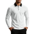 thumbnail image 2 of Josdec Men's Color Block Long Sleeve Top, Turndown Collar Contrast Piping Casual Base Shirt for Daily Layering S‑XXL, 2 of 8