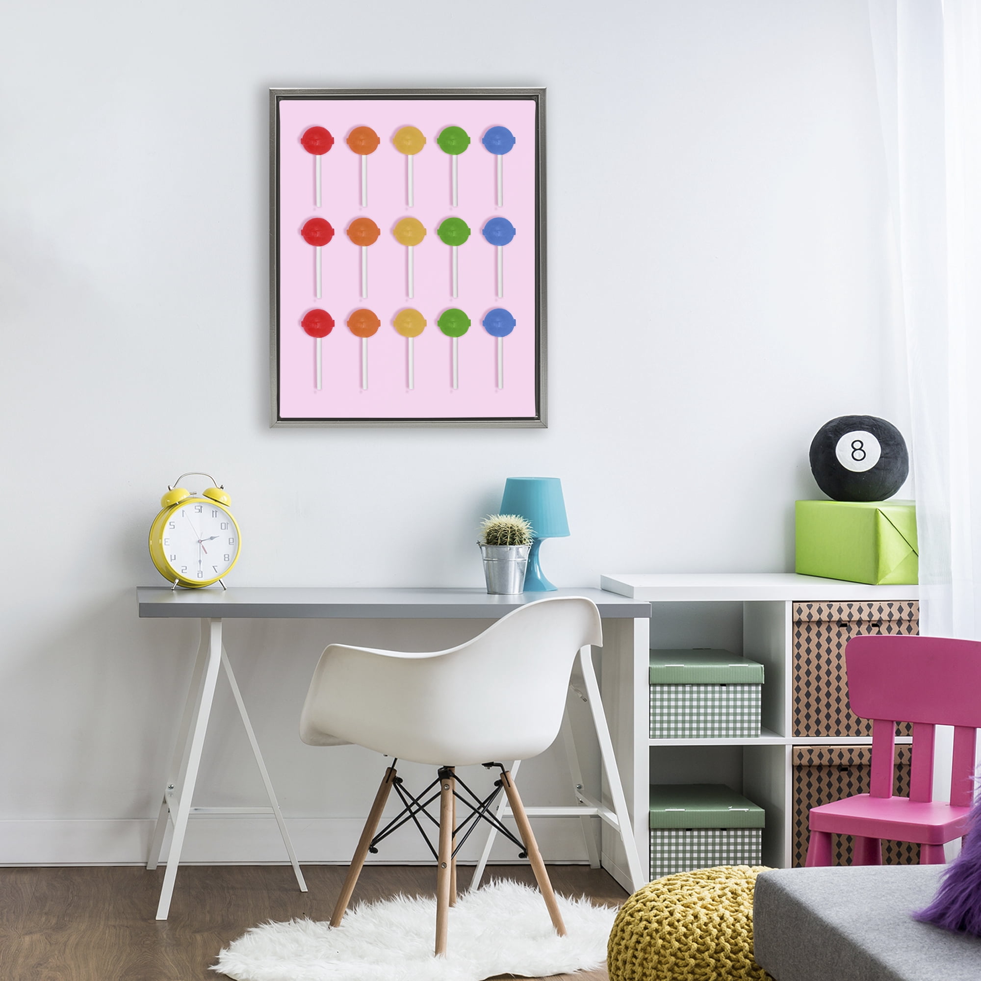 Stupell Industries Candy Pops on Light Pink Gray Framed Floater Canvas Wall Art, design by LISH Creative