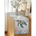 thumbnail image 2 of Marine Life Sea Turtles Table Runner 13x36in Non-Slip Cotton Linen Table Runners, Vintage Fish Corals Dresser Scarves TableRunner for Dinner Kitchen Dining Wedding Party, 2 of 9